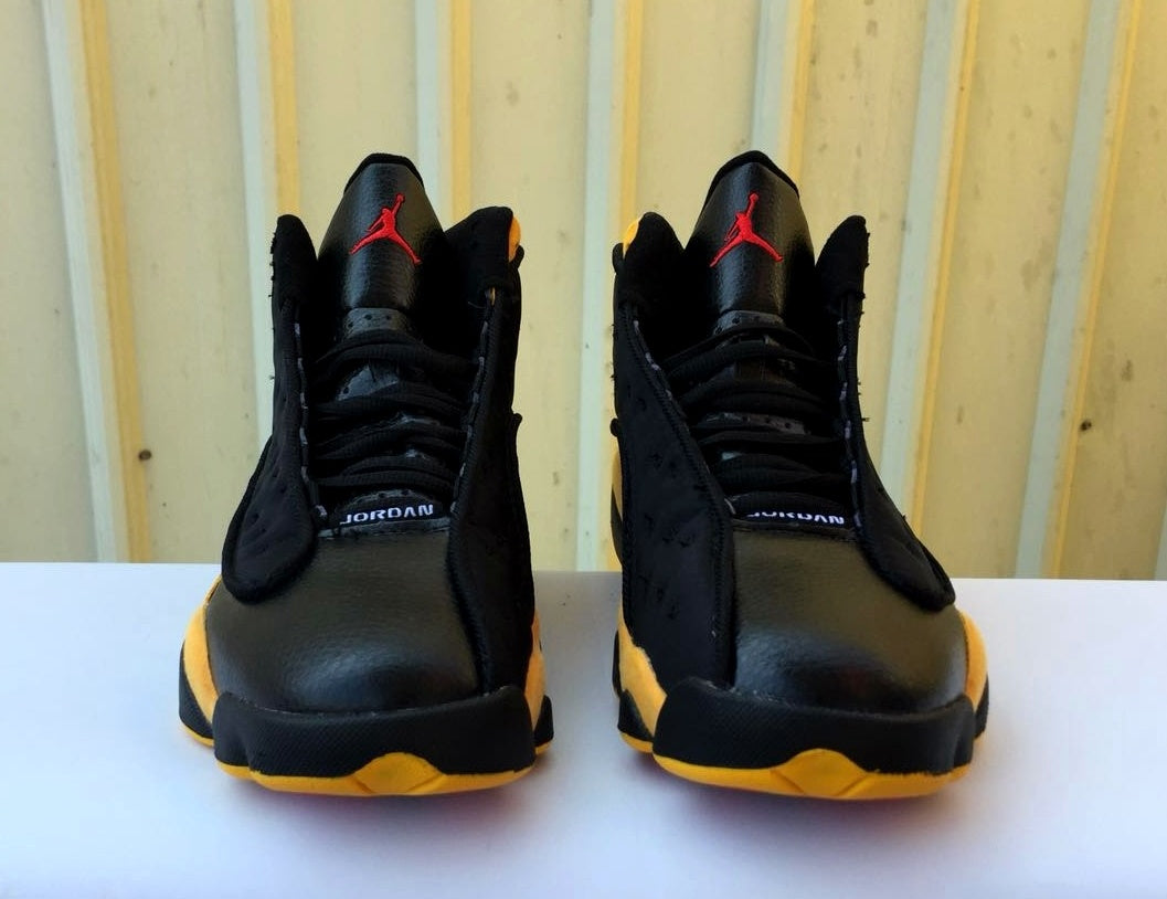 Sneakers, Black Yellow Colorway, Lace Up Design, Casual Gift for Sneaker Fans