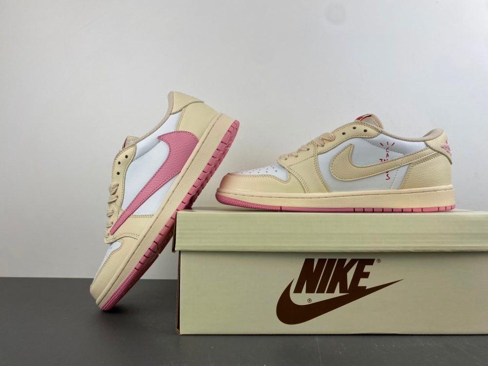 Low Top Sneakers, White Pink Colorway, Reverse Hook Design, Lace Up Design, Casual Gift for Sneaker Fans