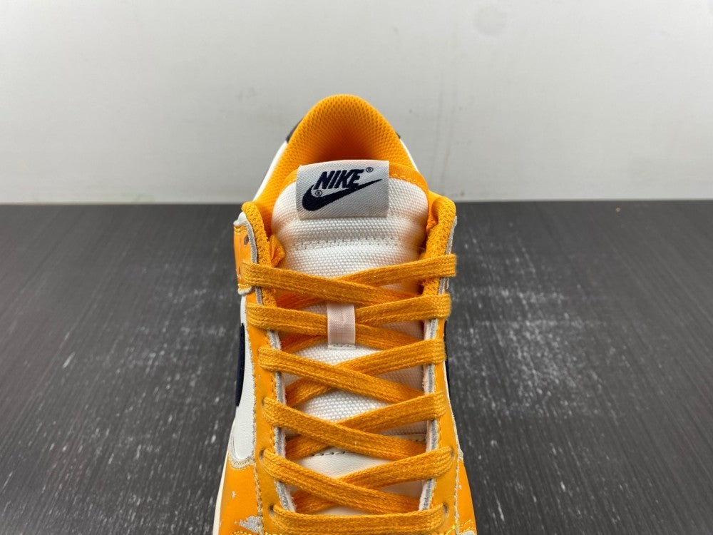Distressed Low Top Sneakers, Blue White Yellow Colorway, Lace Up Design, Distressed Finish, Casual Gift for Sneaker Fans