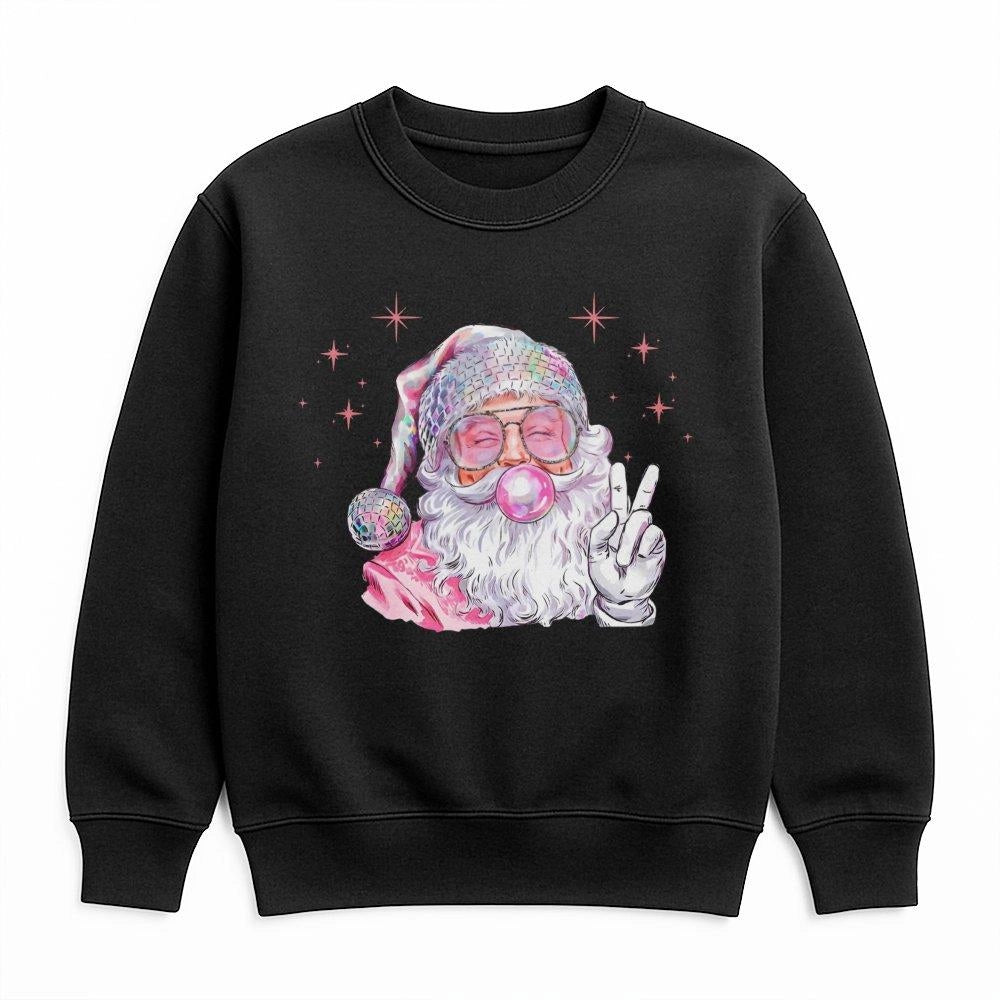 Bubblegum Christmas Sweatshirt, Retro Disco Santa Sweatshirt, Festive Disco Holiday Crewneck, Vintage Xmas Pullover, Disco Sa