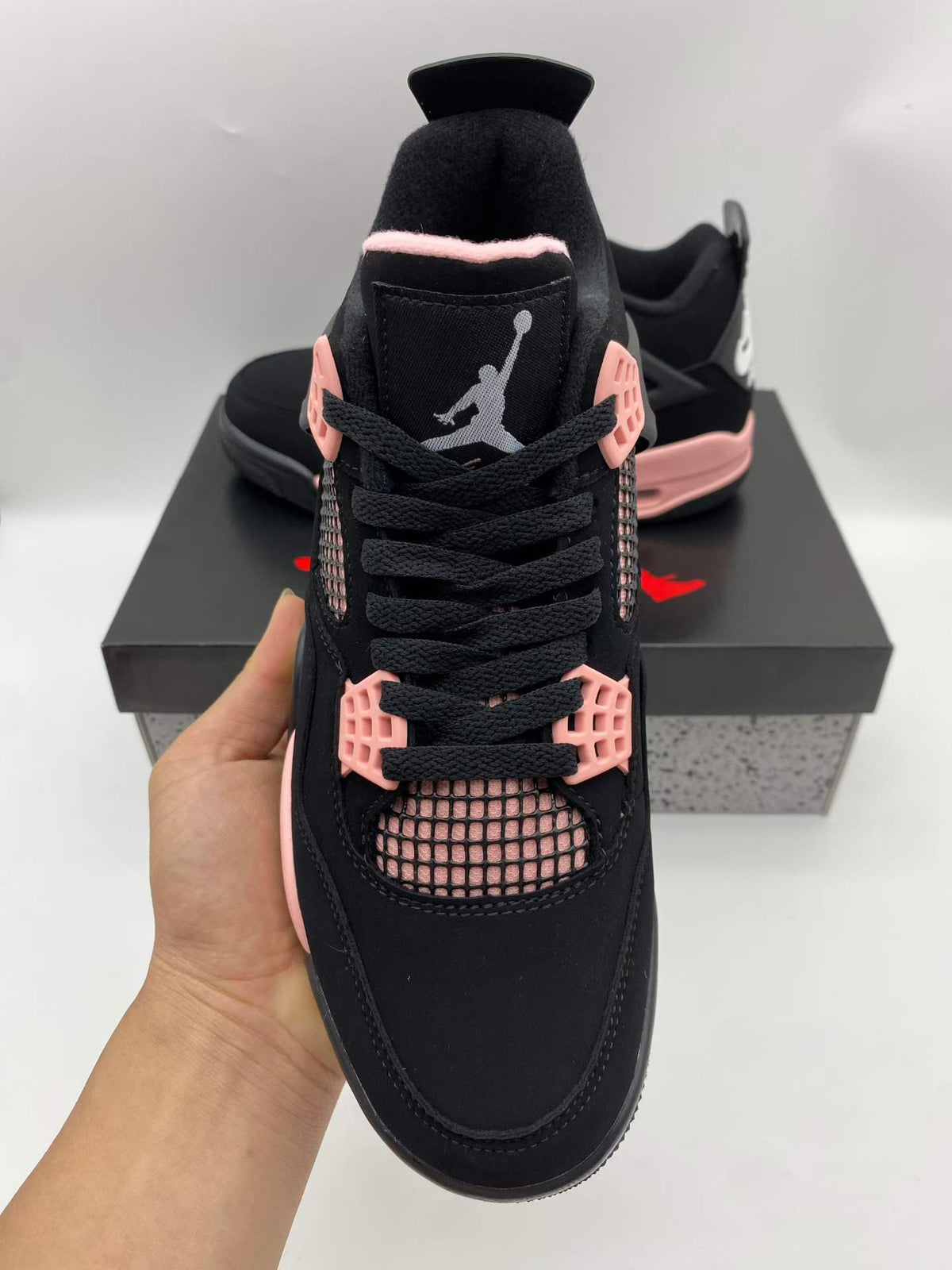 Mid Top Sneakers, Black Red Pink Colorway, Lace Up Design, Casual Gift for Sneaker Fans