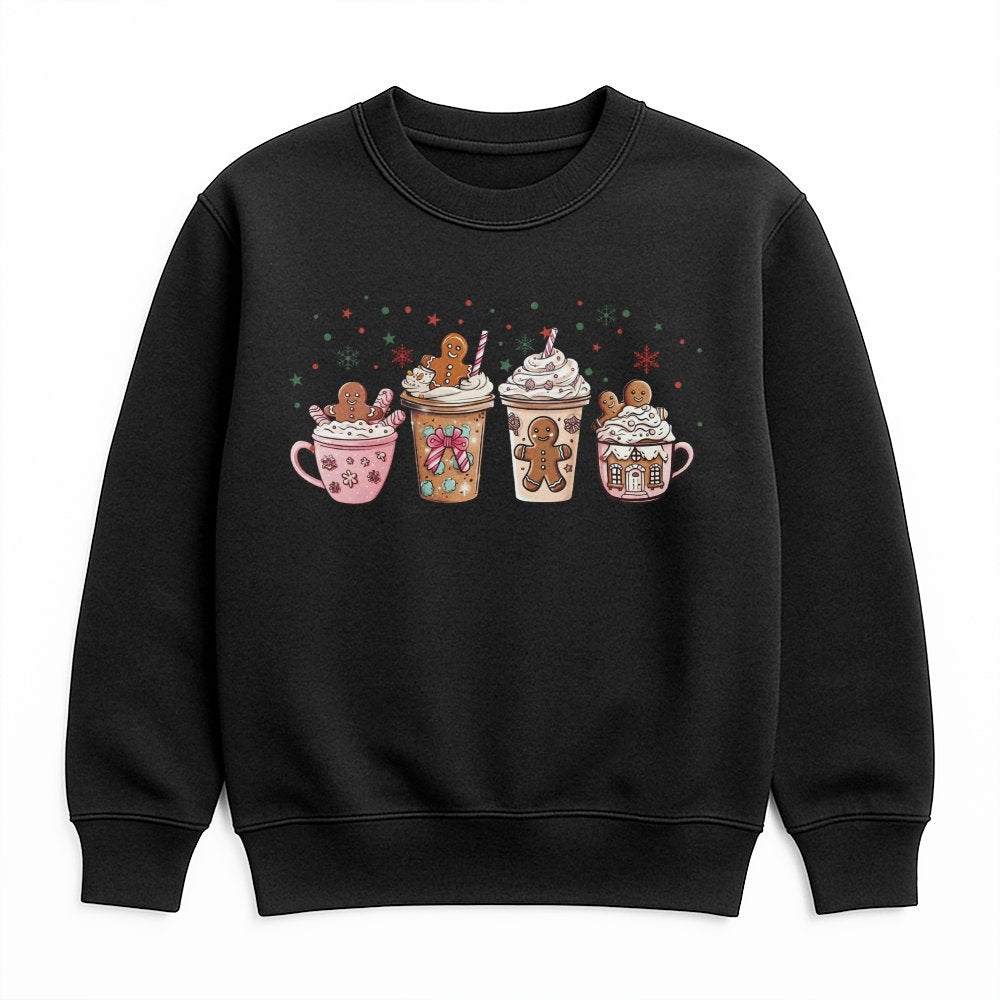 Adorable Holiday Latte Sweater, Gingerbread Coffee Christmas Sweatshirt, Festive Coffee Lover Crewneck, Winter Cafe Xmas Swea