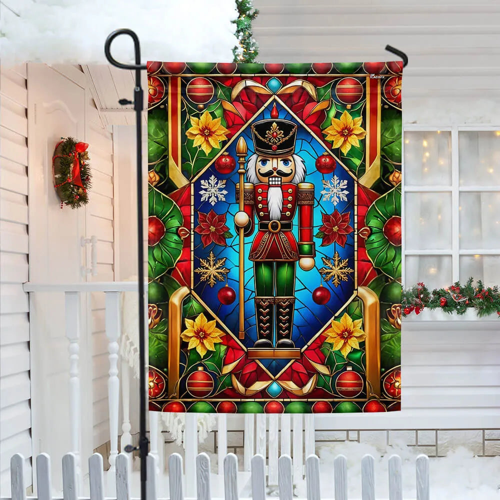 Double Sided Holiday Soldier Yard Flag, Christmas Nutcracker Garden Flag, Festive Winter Seasonal Flag, Xmas Yard Porch Decor