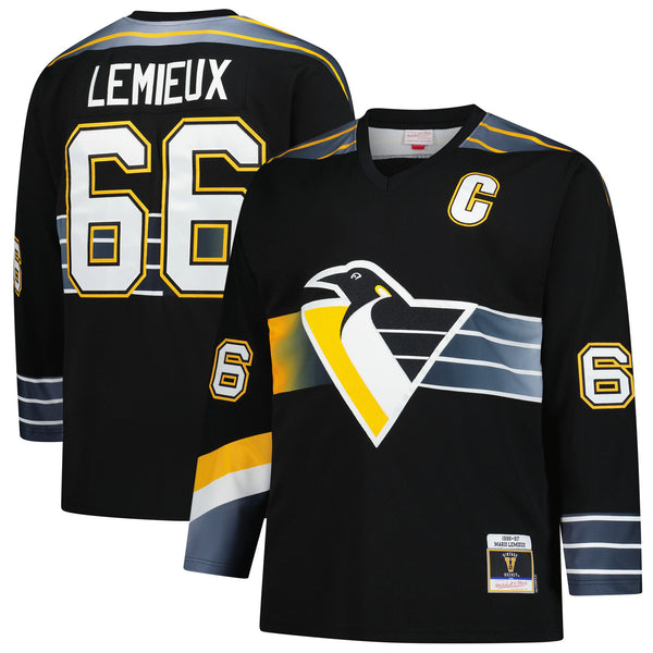 Pittsburgh Penguins Mario Lemieux Mitchell & Ness Black 1996/97 Blue Line 2.0 Jersey