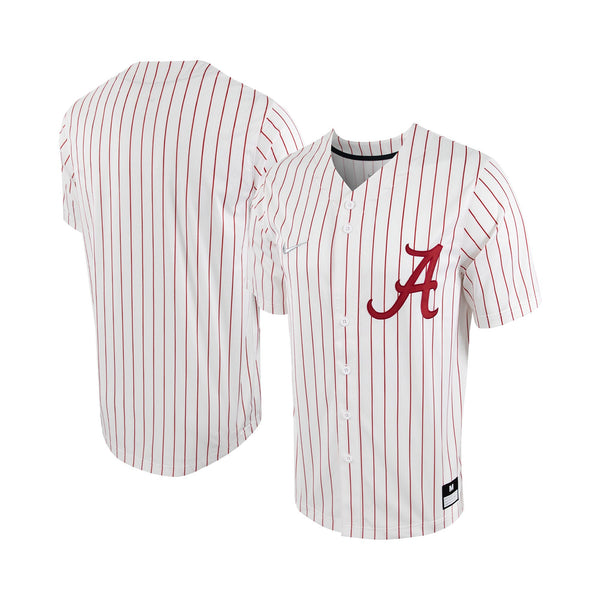 White/Crimson Alabama Crimson Tide Pinstripe Replica Full-Button Baseball Jersey