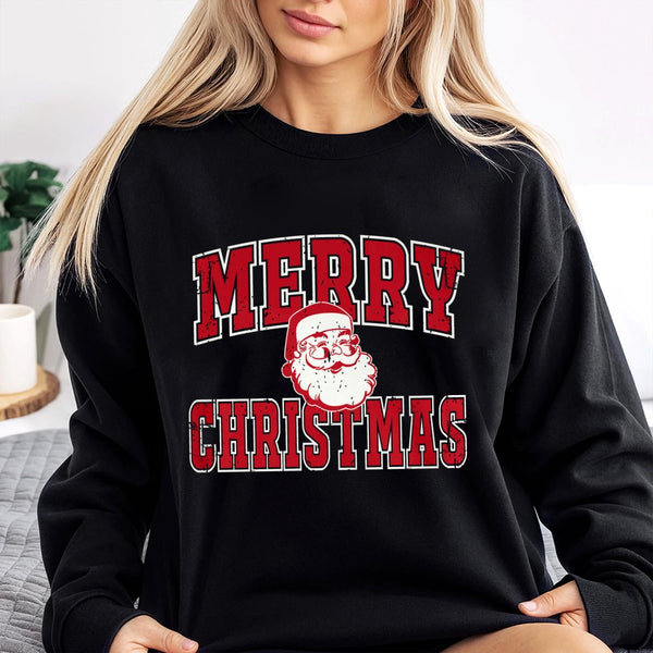 Distressed Retro Santa Sweatshirt, Merry Christmas Santa Sweatshirt, Vintage Xmas Holiday Crewneck, Comfy Festive Winter Pull