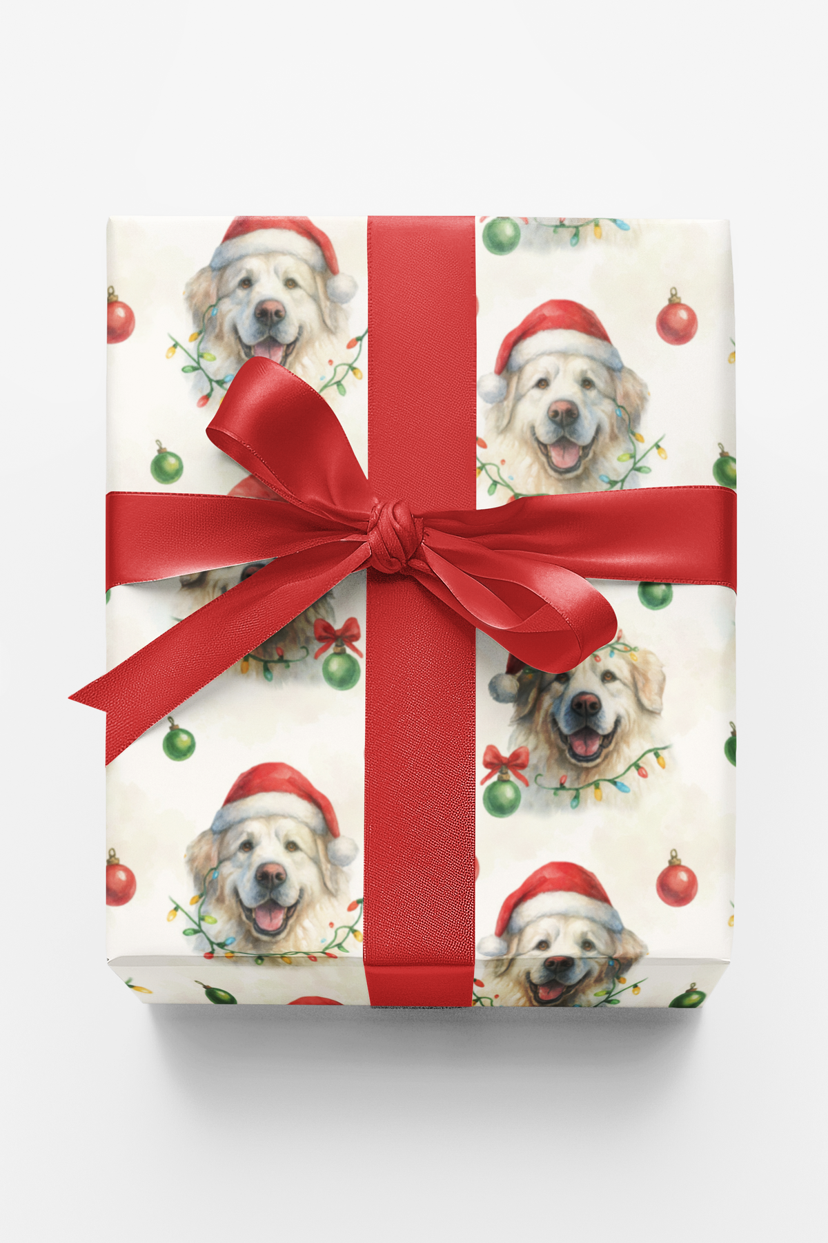 Santa Dog Gift Wrap, Golden Retriever Christmas Wrapping Paper, Golden Retriever Wrapping Paper, Xmas Present Wrap, Dog Lover