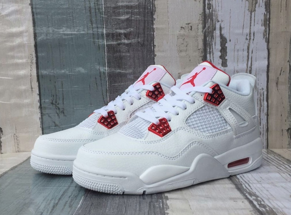 Sneakers, White Red Colorway, Lace Up Design, Casual Gift for Sneaker Fans