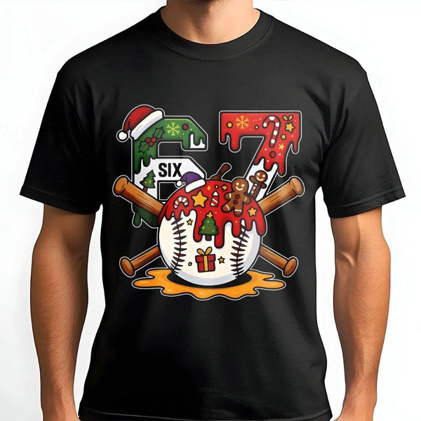 Festive Number 67 Baseball Shirt, Christmas Baseball 67 T-Shirt, Holiday Sports Graphic Tee, Baseball Player Christmas T-Shir