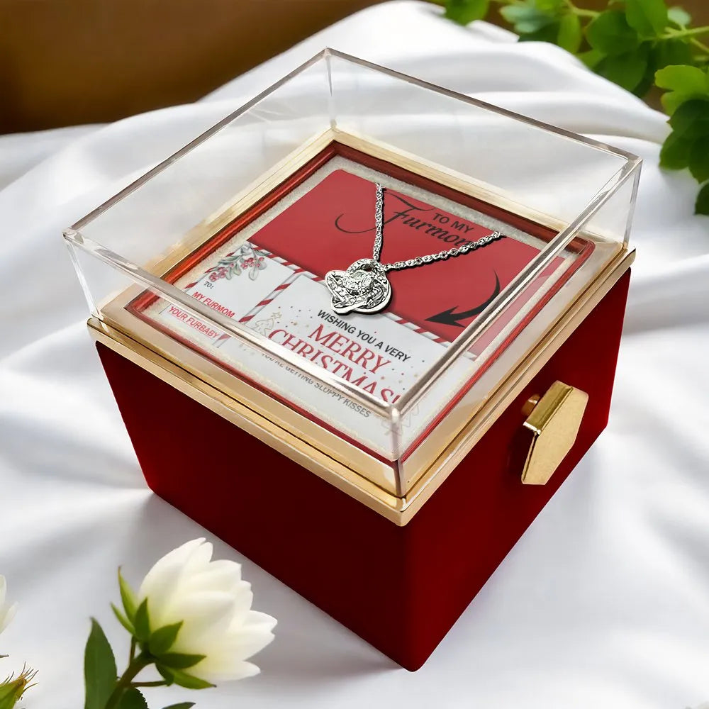 Pet Mom Love Knot Necklace, Fur Mom Love Knot Necklace, CZ Crystal Knot Pendant Necklace, Christmas Present from Dog or Cat, 
