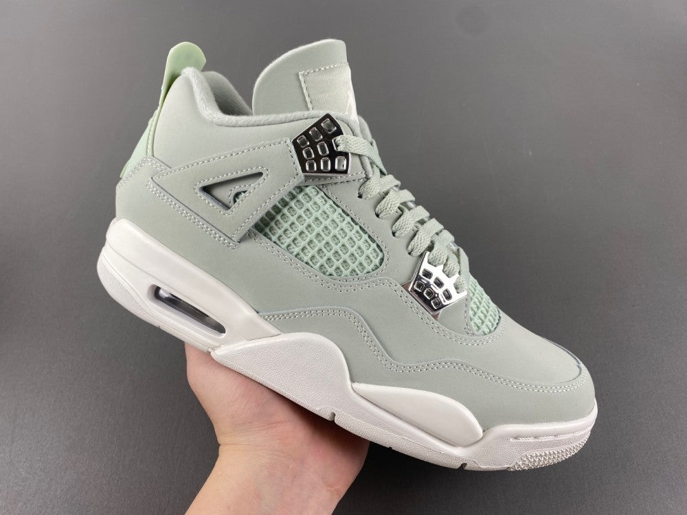 Low Top Sneakers, Green Silver Sail Colorway, Leather Footwear, Lace Up Design, Casual Gift for Sneaker Fans