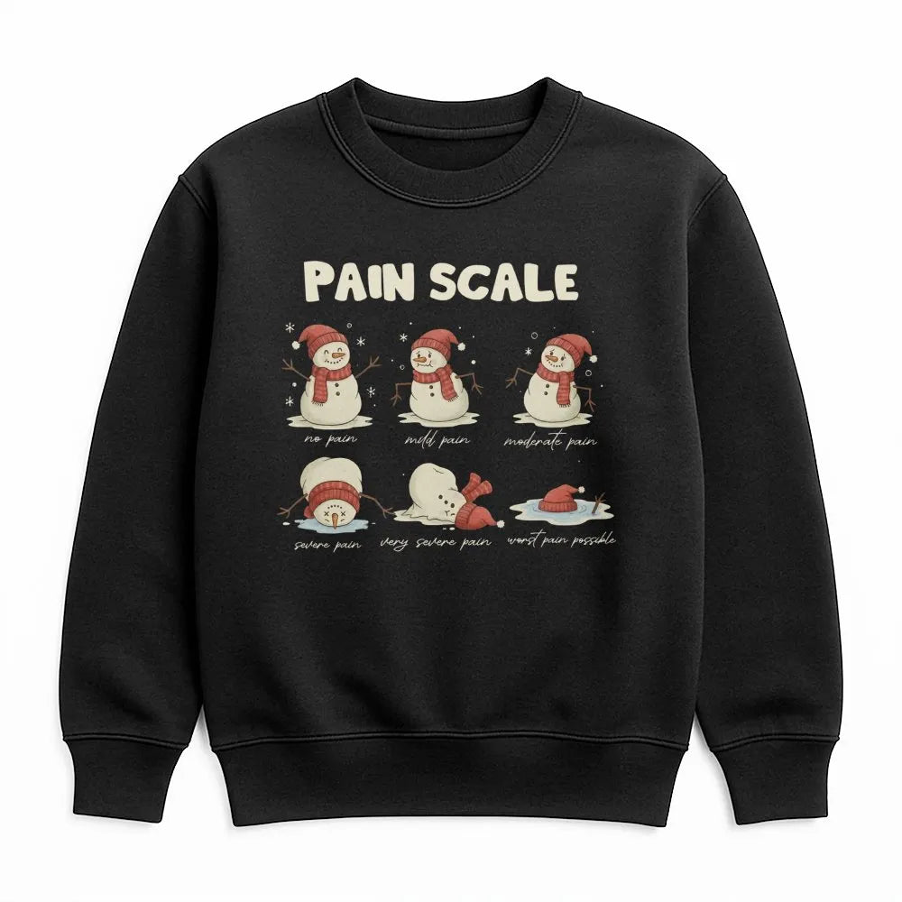 Humorous Nurse Christmas Sweatshirt, Snowman Pain Scale Sweatshirt, Medical Holiday Crewneck, Hospital Worker Pullover, Adora
