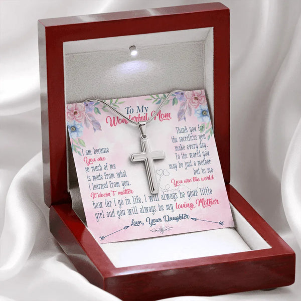 Stainless Steel Religious Cross Necklace, Cross Necklace for Mom, Daughter to Mom Faith Cross Necklace, Christmas Jewelry Pre
