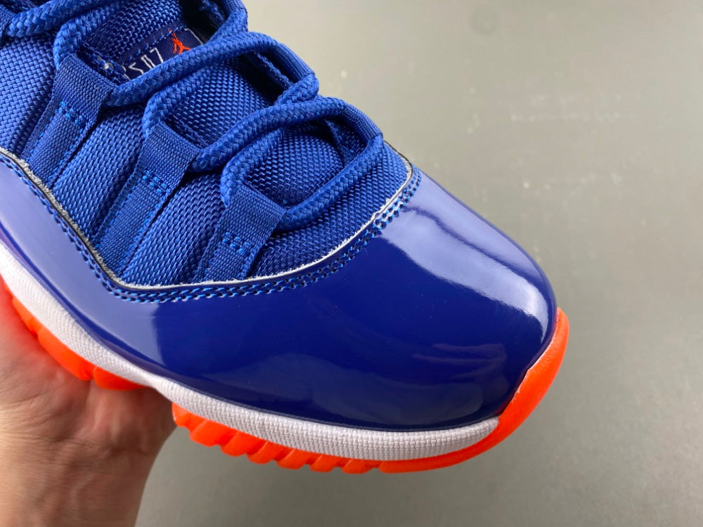 High Top Sneakers, Royal Blue White Orange Colorway, Leather Footwear, Lace Up Design, Casual Gift for Sneaker Fans