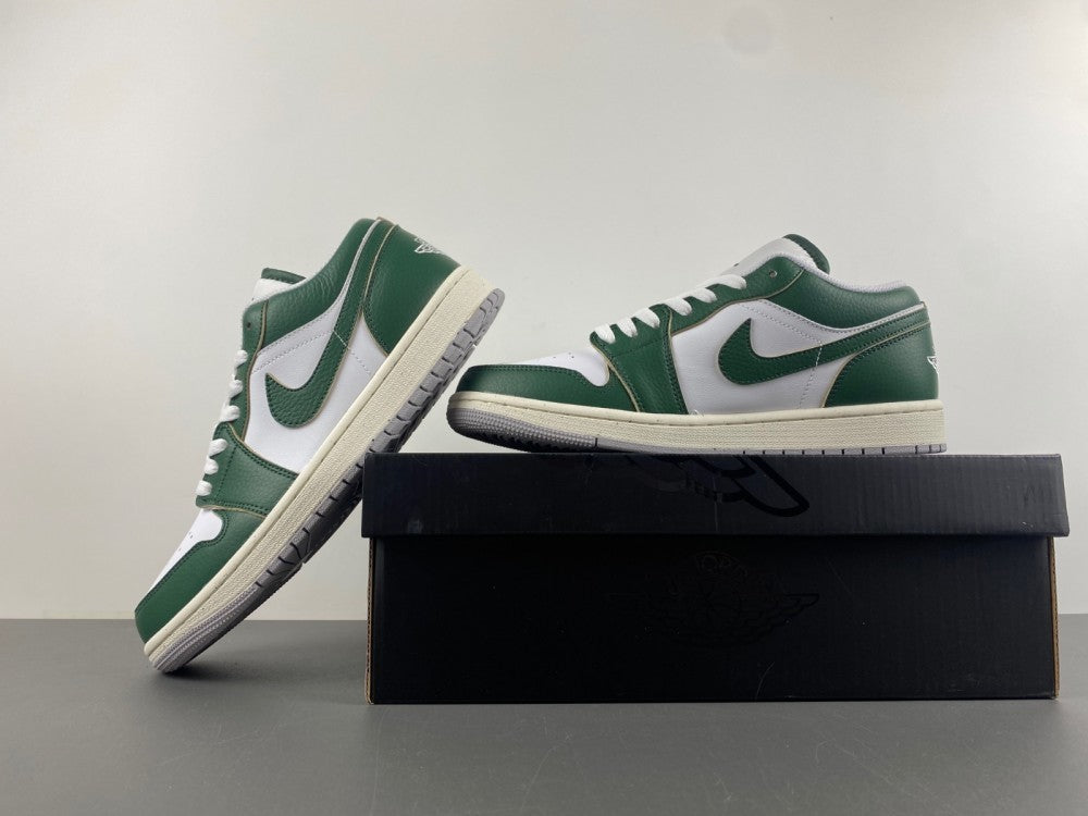 Low Top Sneakers, White Green Colorway, Lace Up Design, Casual Gift for Sneaker Fans