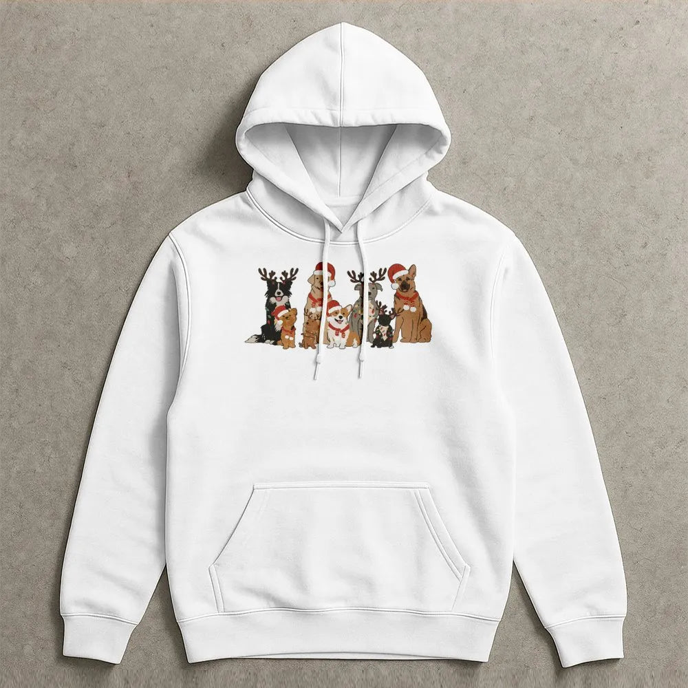 Reindeer Dog Christmas Hoodie, Christmas Dogs Hoodie, Adorable Dog Lover Hooded Sweatshirt, Festive Pet Mom Pullover, Dog Lov