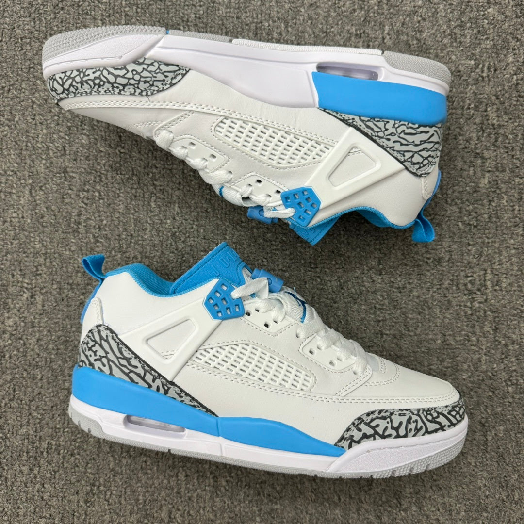 Low Top Basketball Shoes, Blue White Colorway, Lace Up Design, Casual Gift for Shoe Lovers