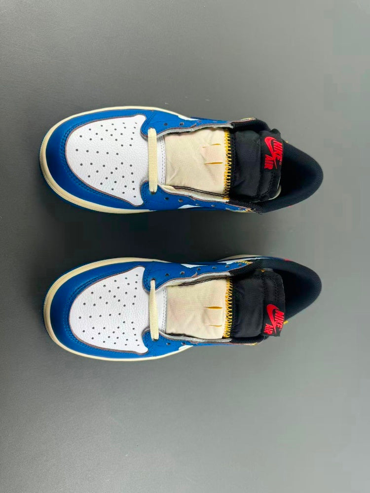 Low Top Sneakers, Blue White Yellow Colorway, Lace Up Design, Casual Gift for Sneaker Fans