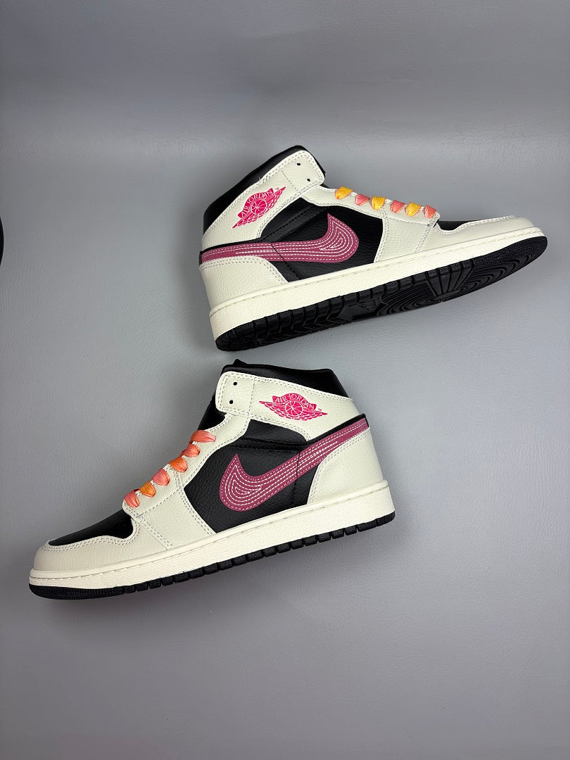 High Top Sneakers, Black Pink Colorway, Lace Up Design, Casual Gift for Sneaker Fans