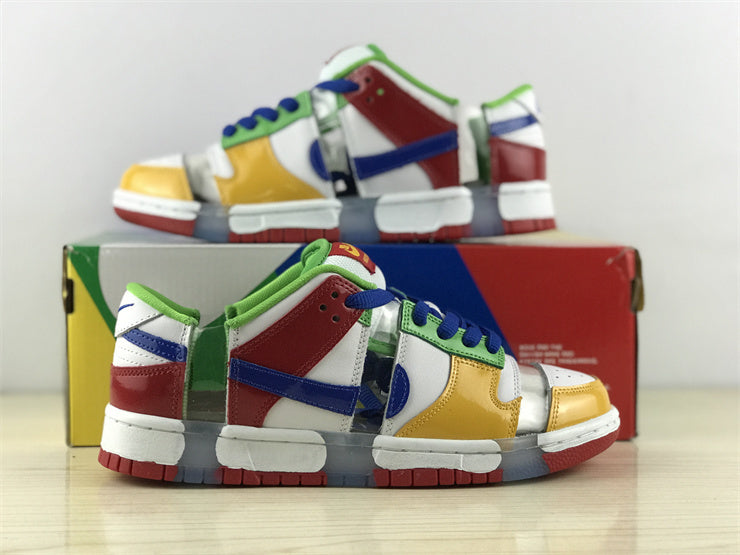Low Top Sneakers, White Red Green Yellow Colorway, Lace Up Design, Casual Gift for Sneaker Fans