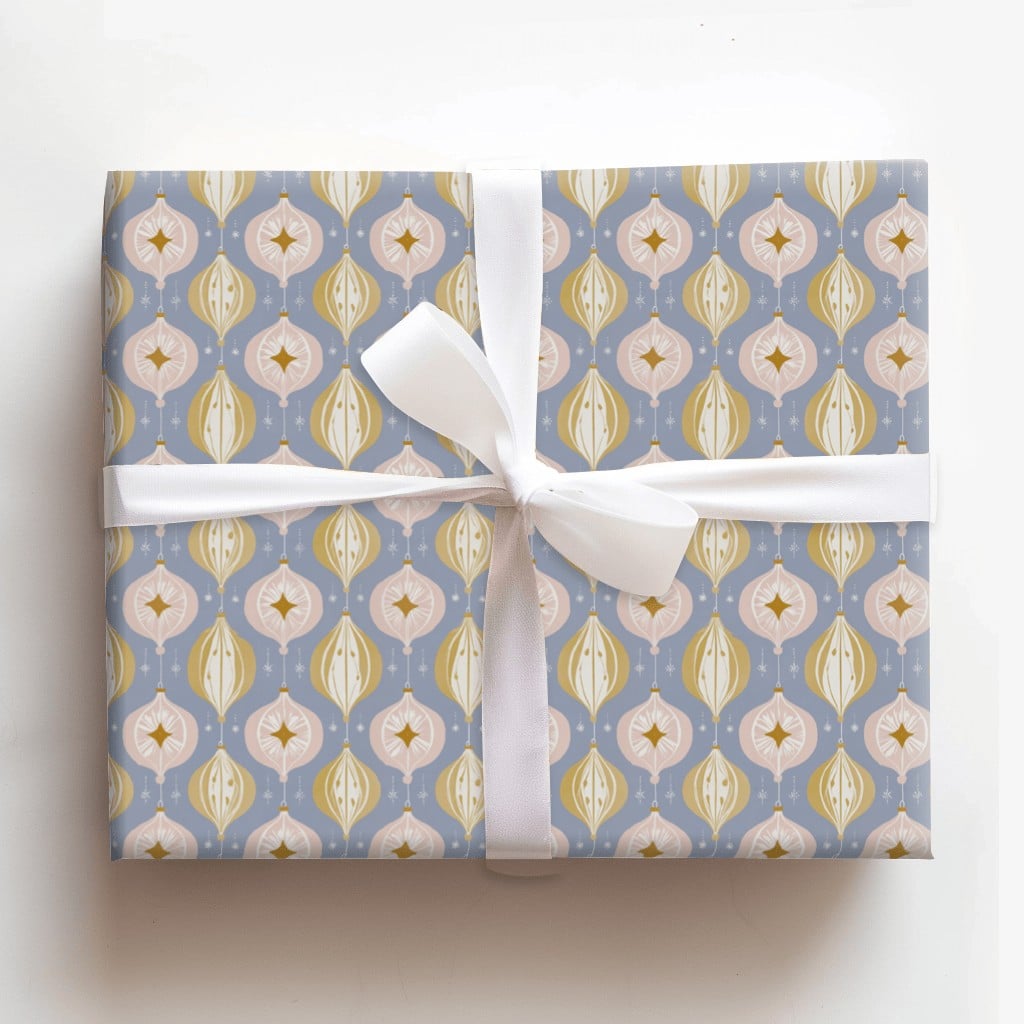 Retro Ornament Gift Wrap, Mid Century Modern Christmas Wrapping Paper, MCM Christmas Wrapping Paper, Vintage Holiday Gift Wra
