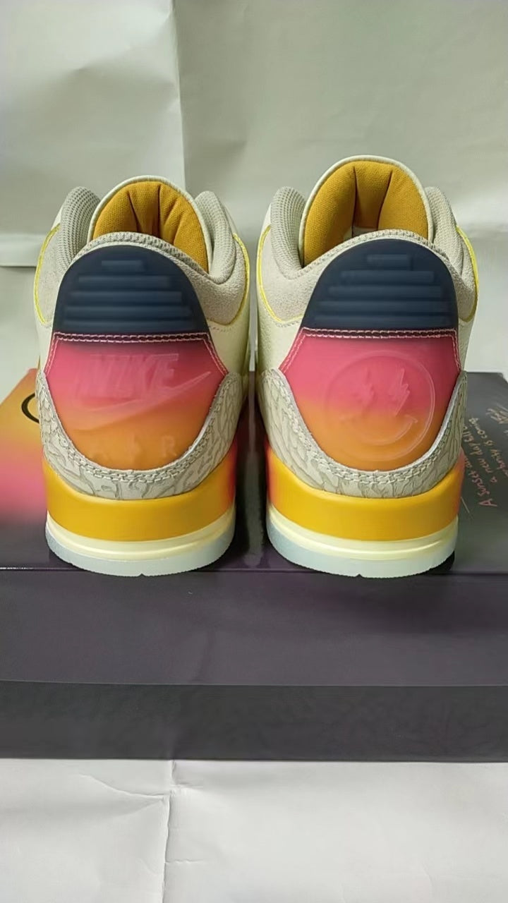 Sneakers, White Yellow Purple Colorway, Lace Up Design, Casual Gift for Sneaker Fans