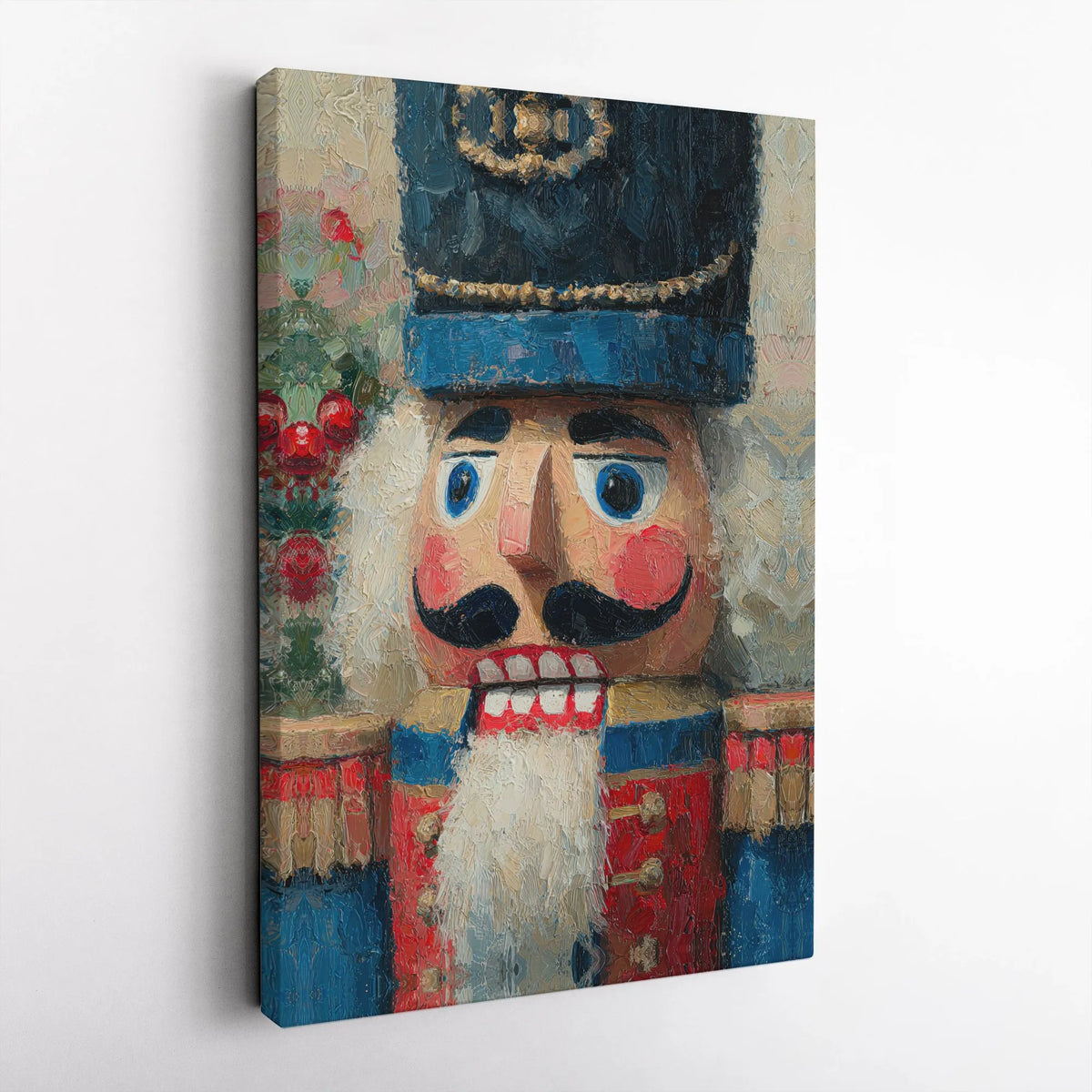 Holiday Nutcracker Canvas Print, Nutcracker Christmas Canvas Wall Art, Oil Painting Texture Wall Art, Winter Festive Canvas D