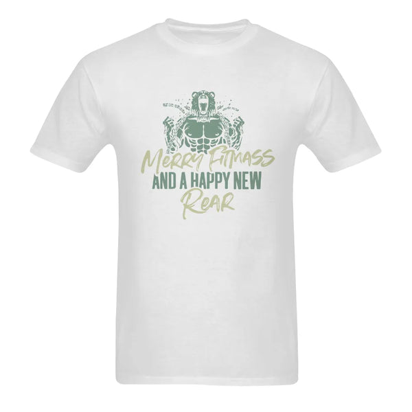Humorous Gym Christmas Shirt, Merry Fitmass Happy New Rear T-Shirt, Workout Holiday Graphic Tee, Bodybuilding Christmas T-Shi