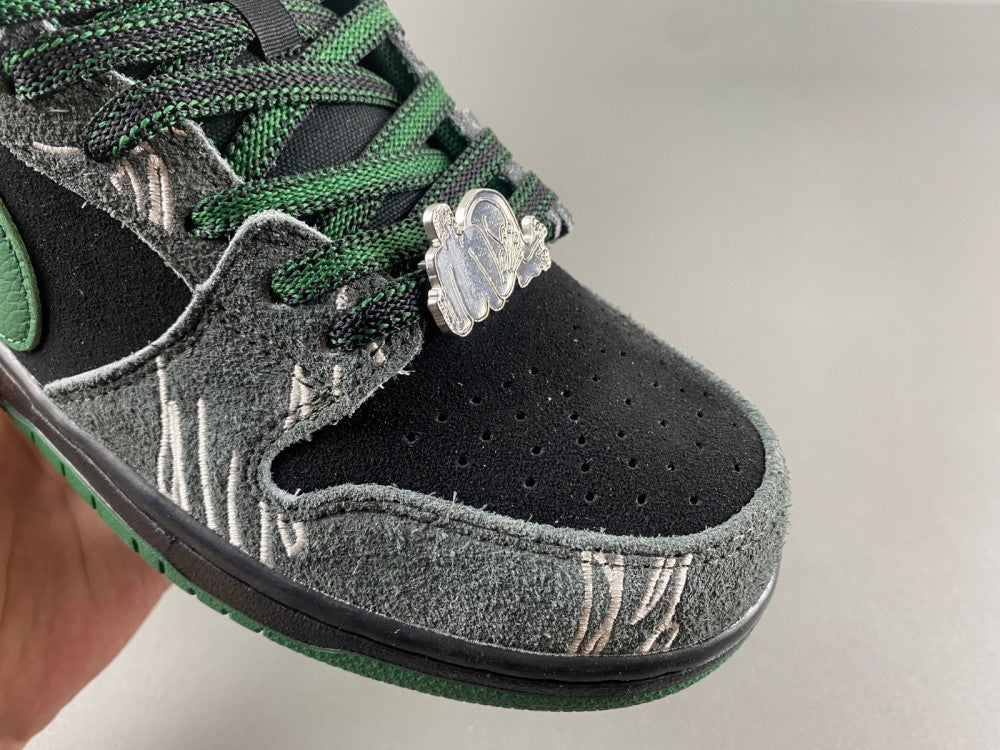 Low Top Sneakers, Black Green Gray Colorway, Lace Up Design, Casual Gift for Sneaker Fans