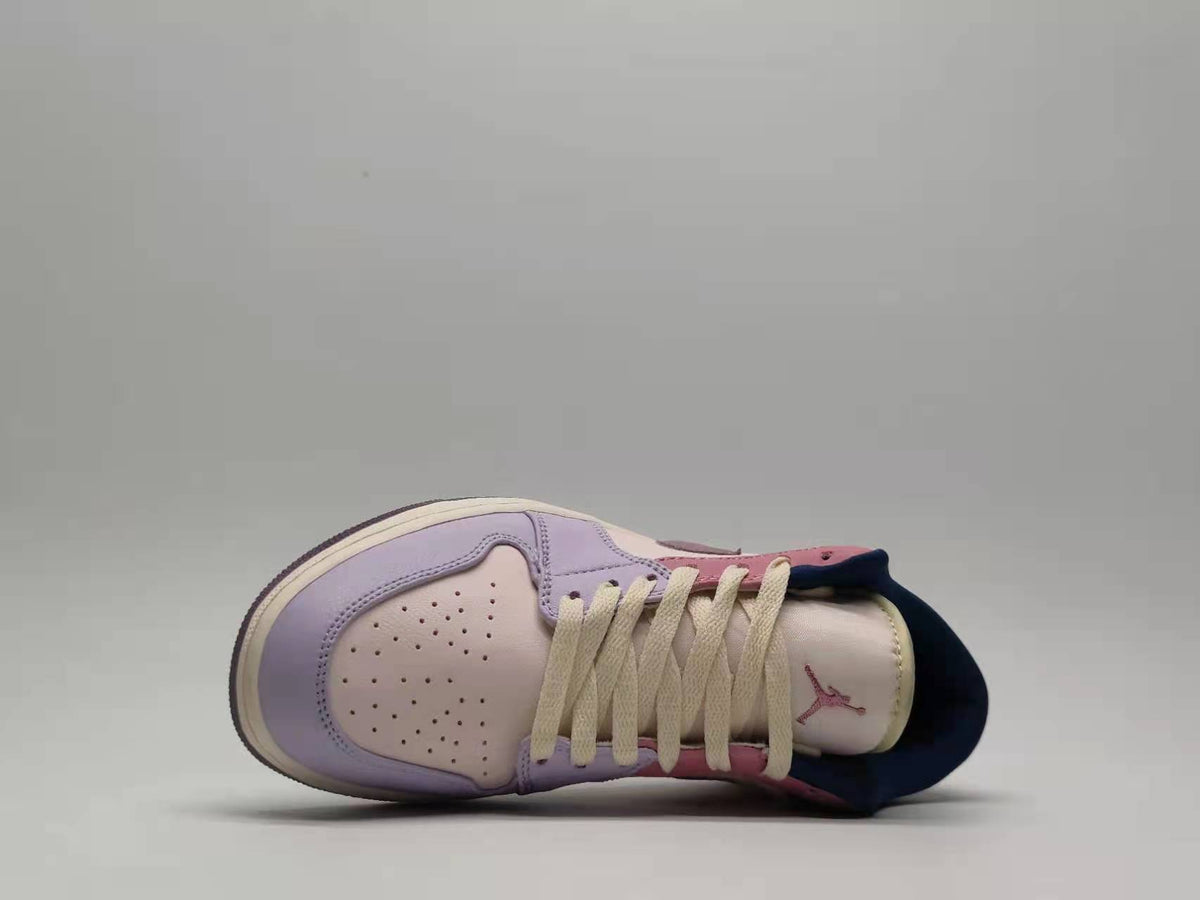 Low Top Sneakers, Purple Beige Colorway, Lace Up Design, Casual Gift for Sneaker Fans