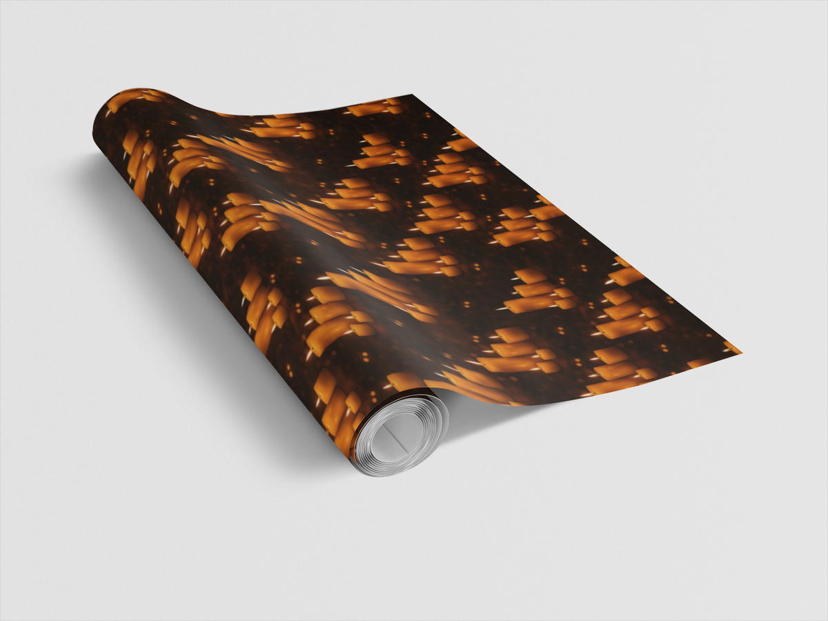 Glowing Candle Pattern Gift Wrap, Candlelight Gift Wrapping Paper, Elegant Holiday Wrapping Paper Roll, Christmas Present Wra