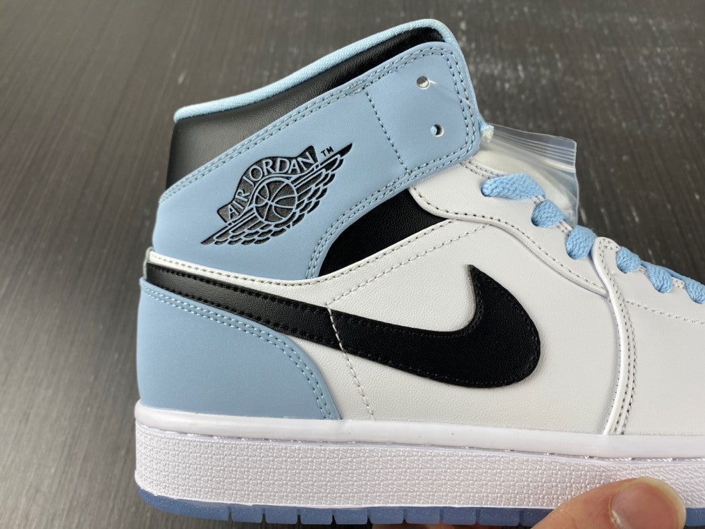 Mid Top Sneakers, Blue White Black Colorway, Lace Up Design, Casual Gift for Sneaker Fans