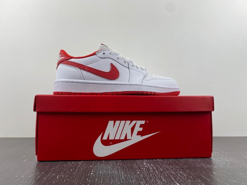 Low Top Sneakers, White Red Colorway, Lace Up Design, Casual Gift for Sneaker Fans