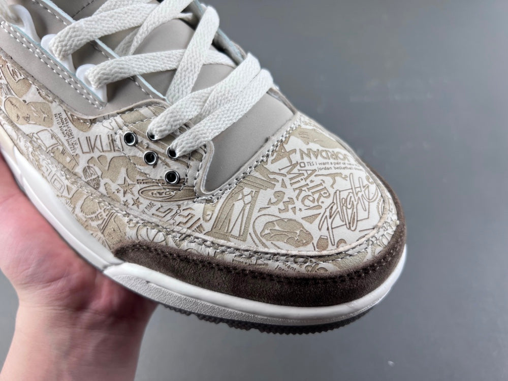 Retro Low Top Sneakers, White Brown Colorway, Laser Etched Design, Lace Up Design, Casual Gift for Sneaker Fans