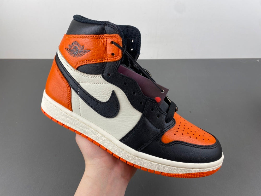 High Top Sneakers, White Black Orange Colorway, Lace Up Design, Casual Gift for Sneaker Fans