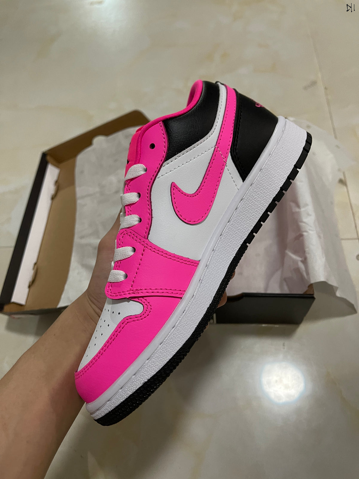 Low Top Sneakers, White Black Pink Colorway, Lace Up Design, Casual Gift for Sneaker Fans