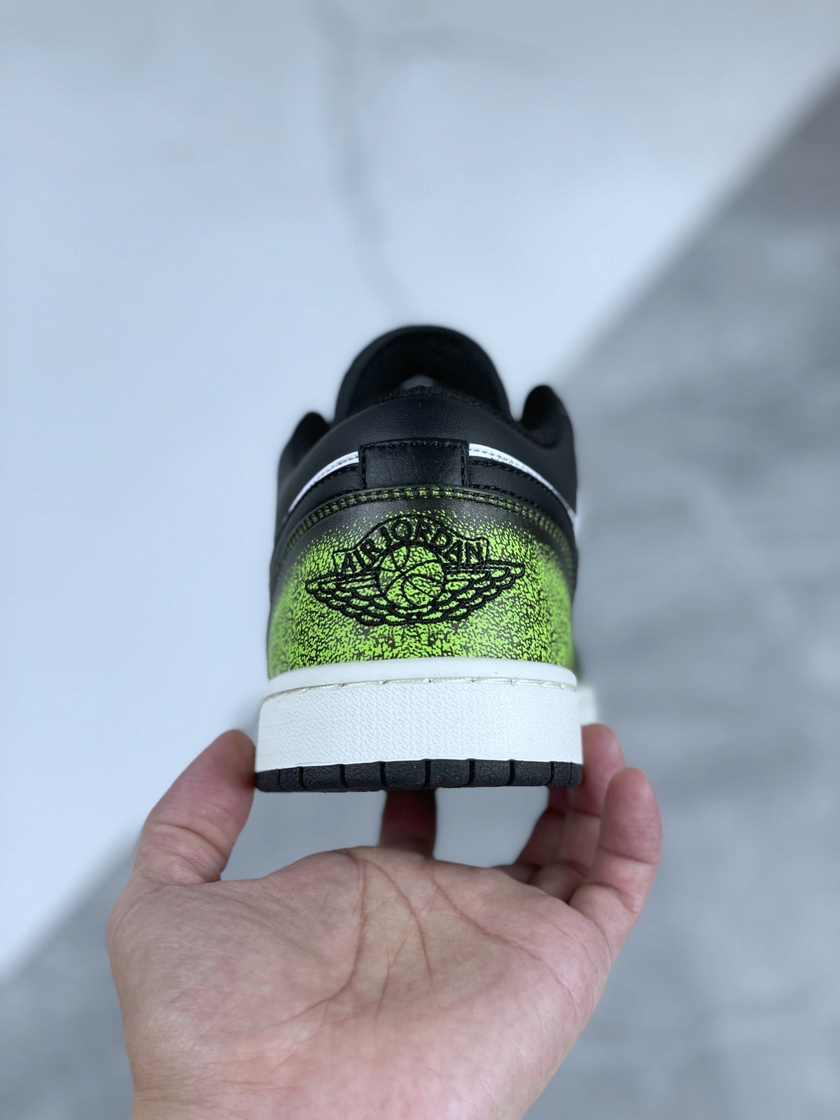 Low Top Sneakers, White Green Colorway, Cracked Pattern, Lace Up Design, Casual Gift for Sneaker Fans