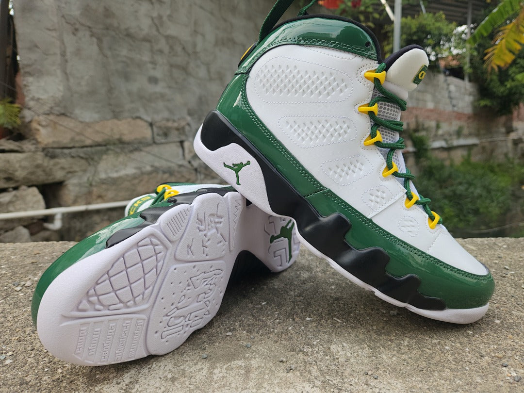 High Top Sneakers, White Green Colorway, Lace Up Design, Casual Gift for Sneaker Fans