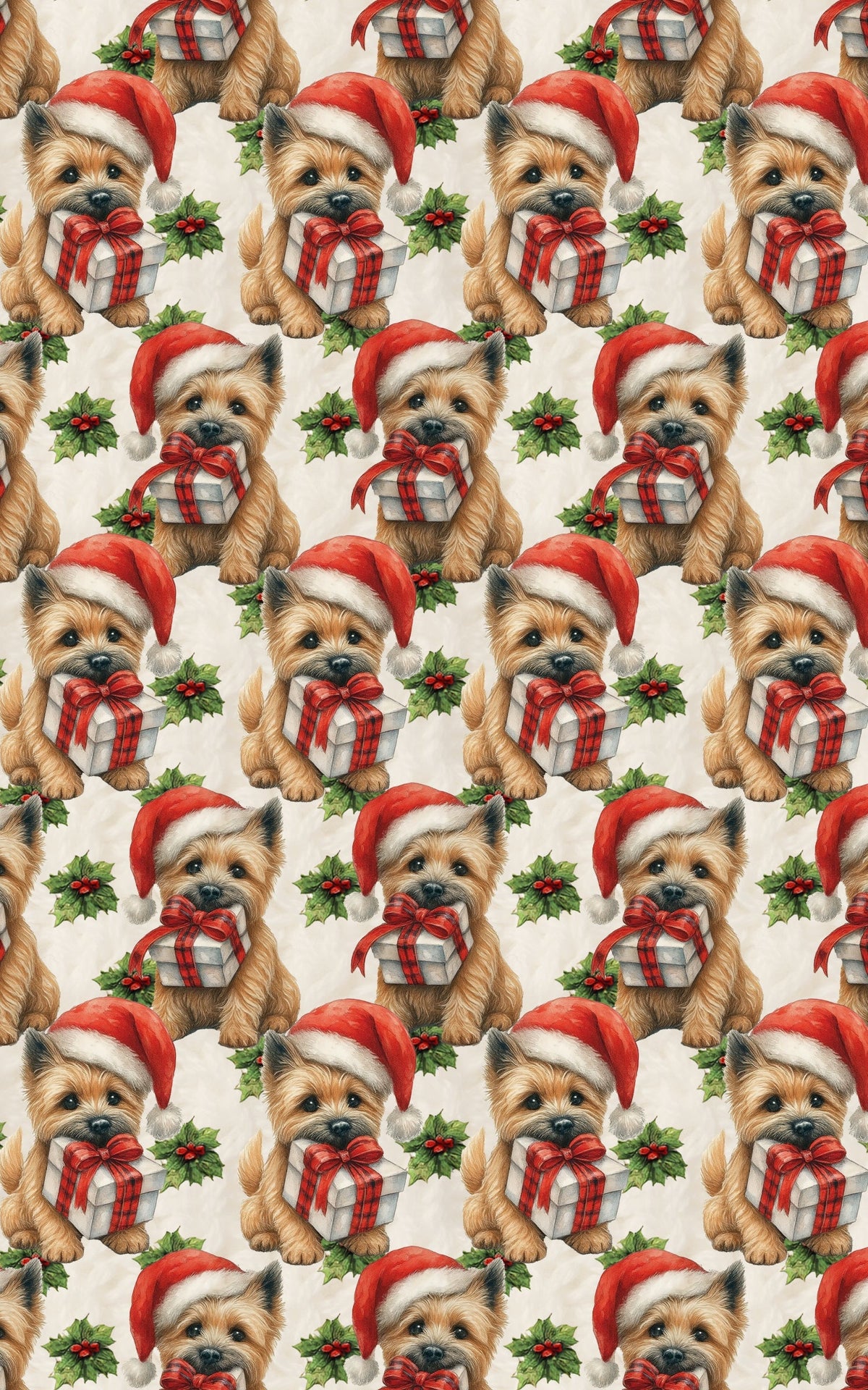 Festive Terrier Dog Gift Wrap, Cairn Terrier Christmas Wrapping Paper, Adorable Puppy Holiday Wrapping Paper, Xmas Dog Lover 