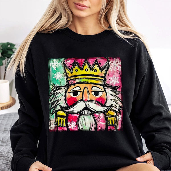 Watercolor Holiday Ballet Graphic Crewneck, Nutcracker Christmas Sweatshirt, Vintage Xmas Soldier Sweater, Adorable Festive H