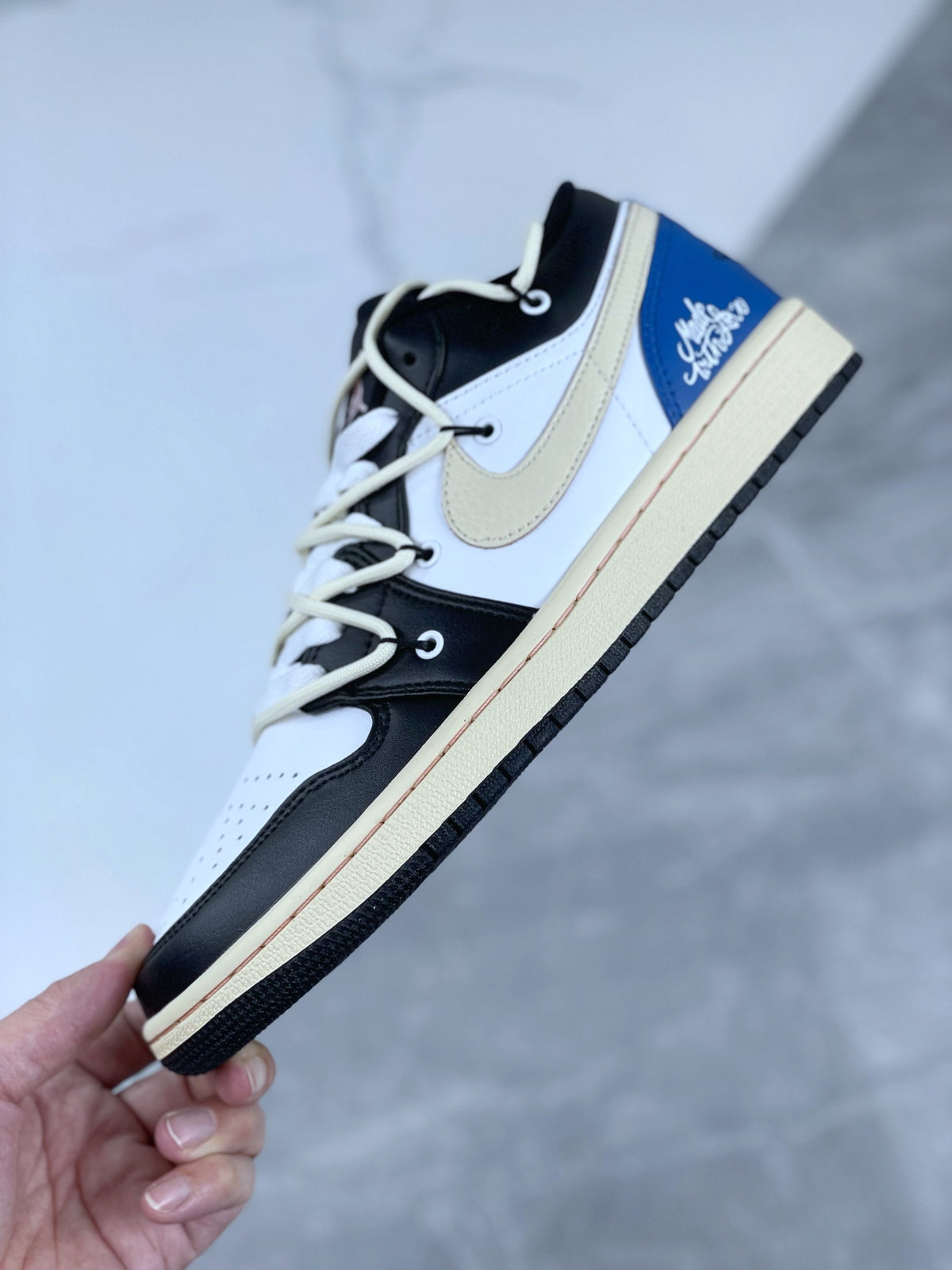 Low Top Sneakers, Blue Black Colorway, Lace Up Design, Casual Gift for Sneaker Fans