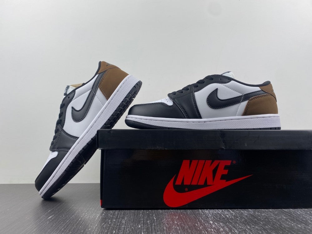 Low Top Sneakers, Brown Black White Colorway, Lace Up Design, Casual Gift for Sneaker Fans
