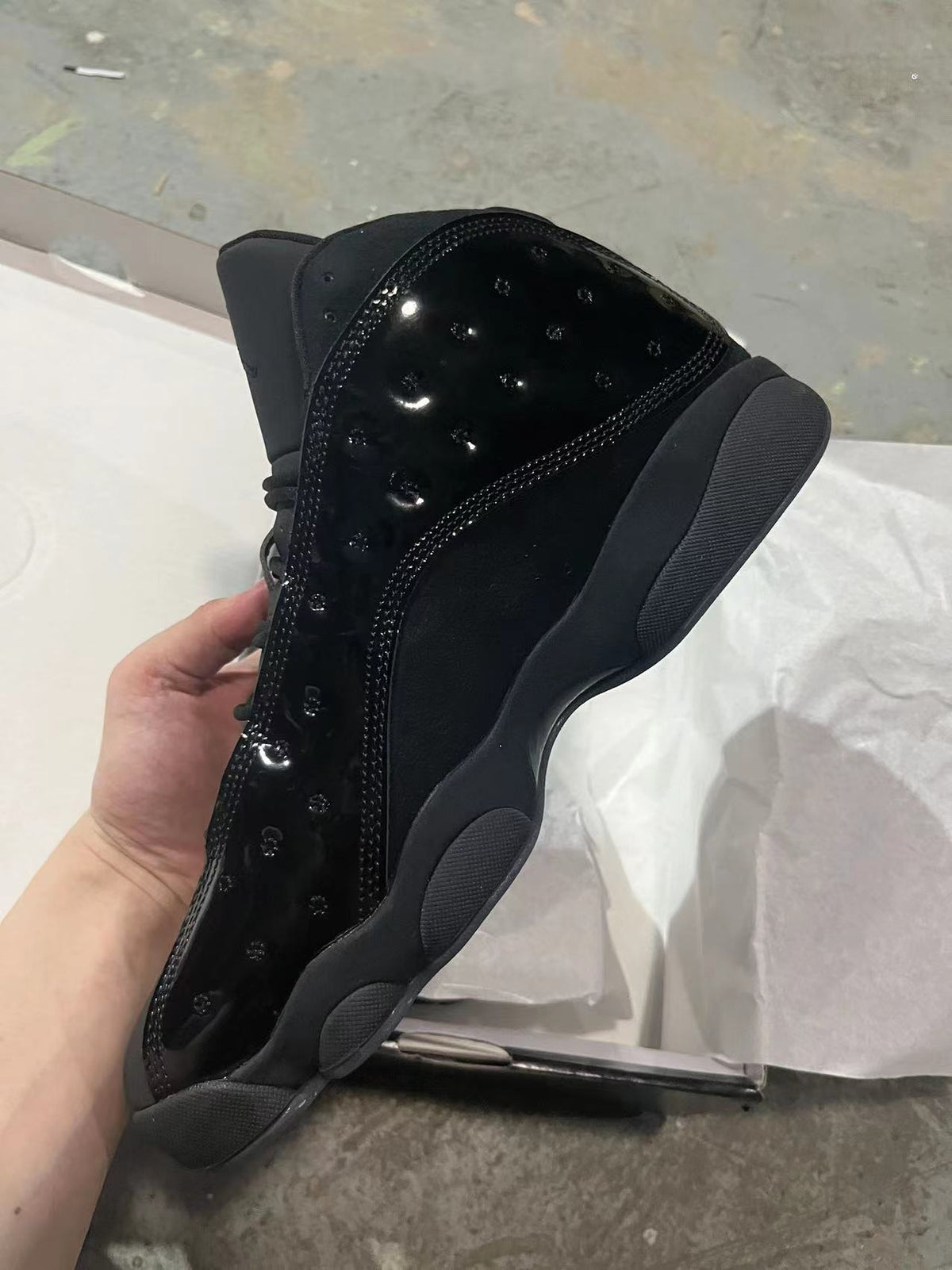 Sneakers, Black Colorway, Patent Leather Footwear, Lace Up Design, Casual Gift for Sneaker Fans