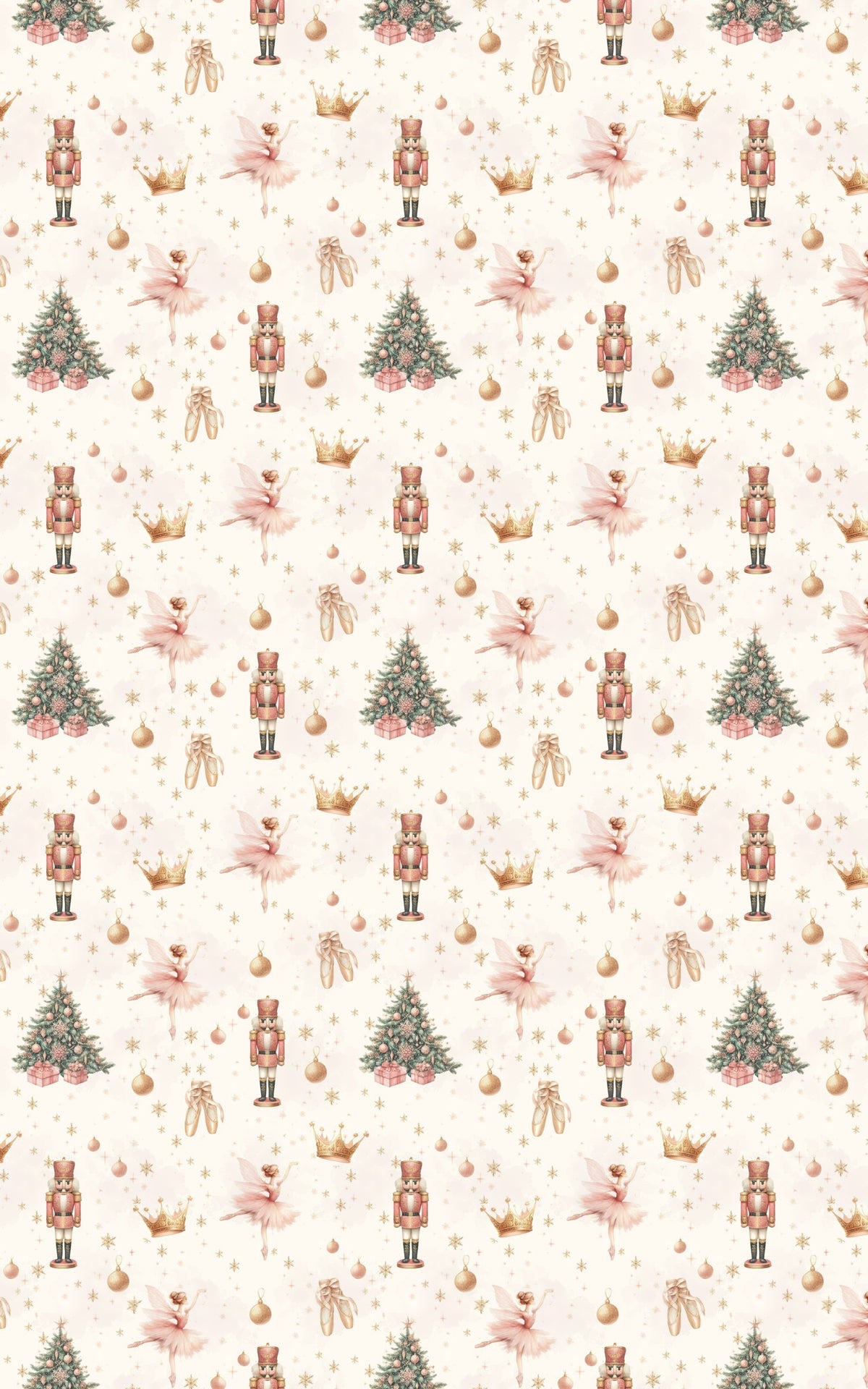 Ballerina Holiday Gift Wrap, Nutcracker Ballet Christmas Wrapping Paper, Twilight Waltz Toy Soldier Present Wrap, Pink Xmas G