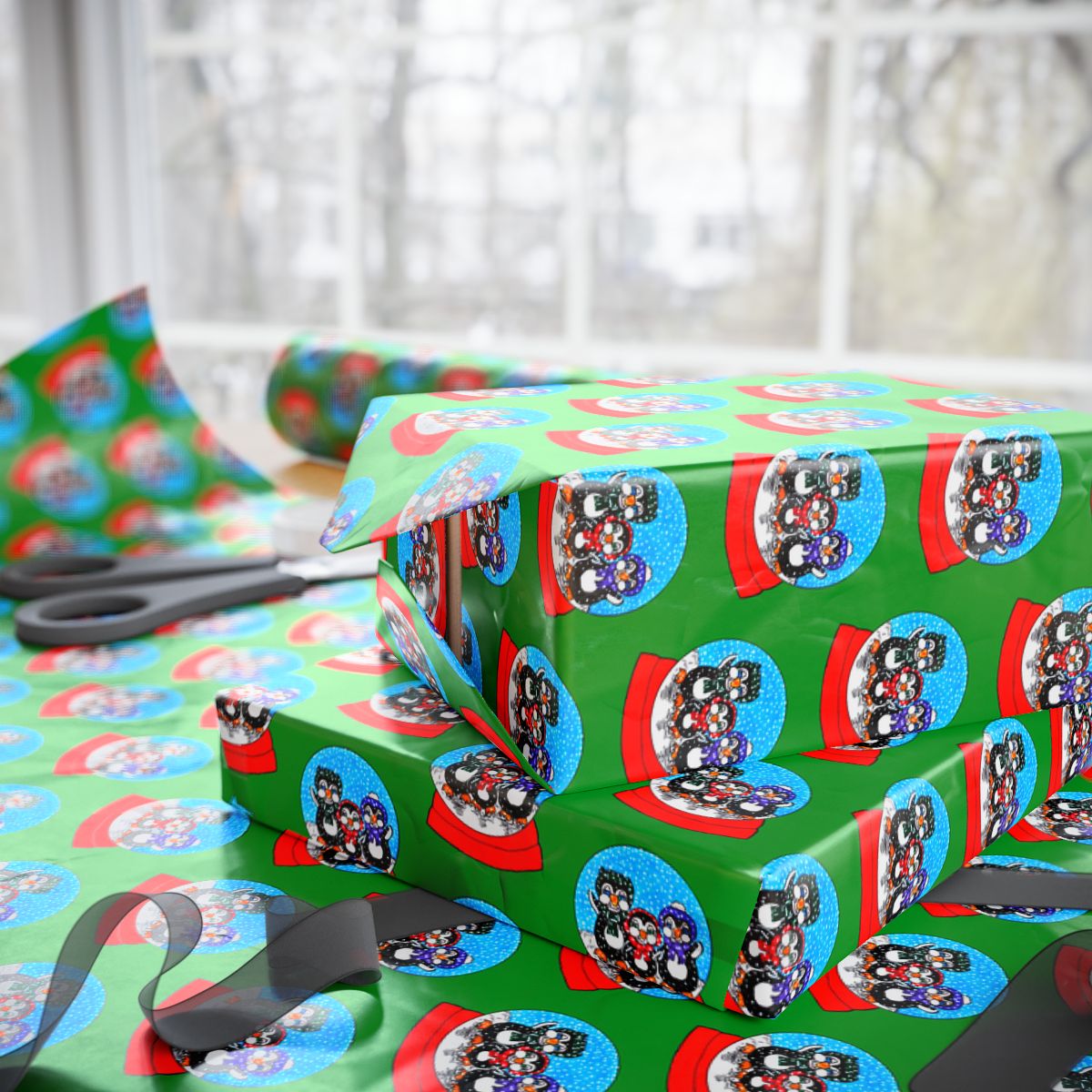 Colorful Stocking Gift Wrap, Gothic Skull Christmas Wrapping Paper, Spooky Xmas Present Wrap, Dark Holiday Gift Wrap, Punk Gi