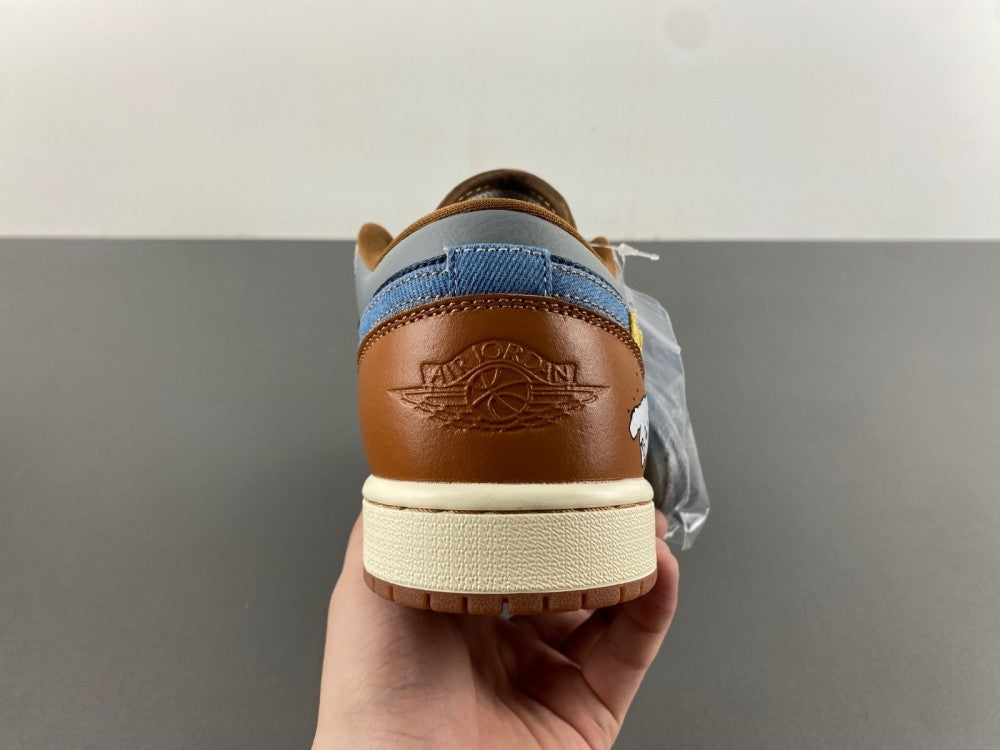 Low Top Sneakers, Blue Brown Colorway, Lace Up Design, Casual Gift for Sneaker Fans