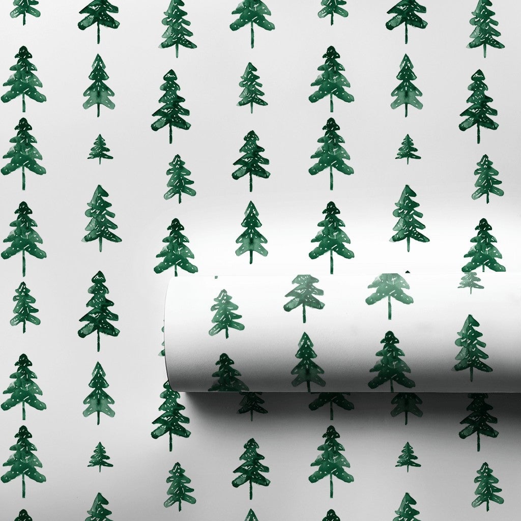 Rustic Christmas Tree Gift Wrap, Pine Tree Wrapping Paper, Minimalist Forest Wrapping Paper, Modern Winter Holiday Wrapping P