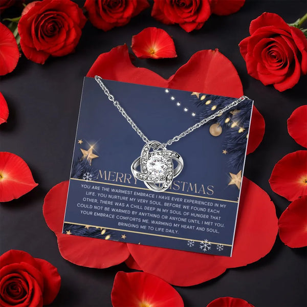 Romantic Anniversary Love Knot Necklace, Love Knot Necklace for Her, Rotating Rose Box Pendant Necklace, Christmas Jewelry Pr