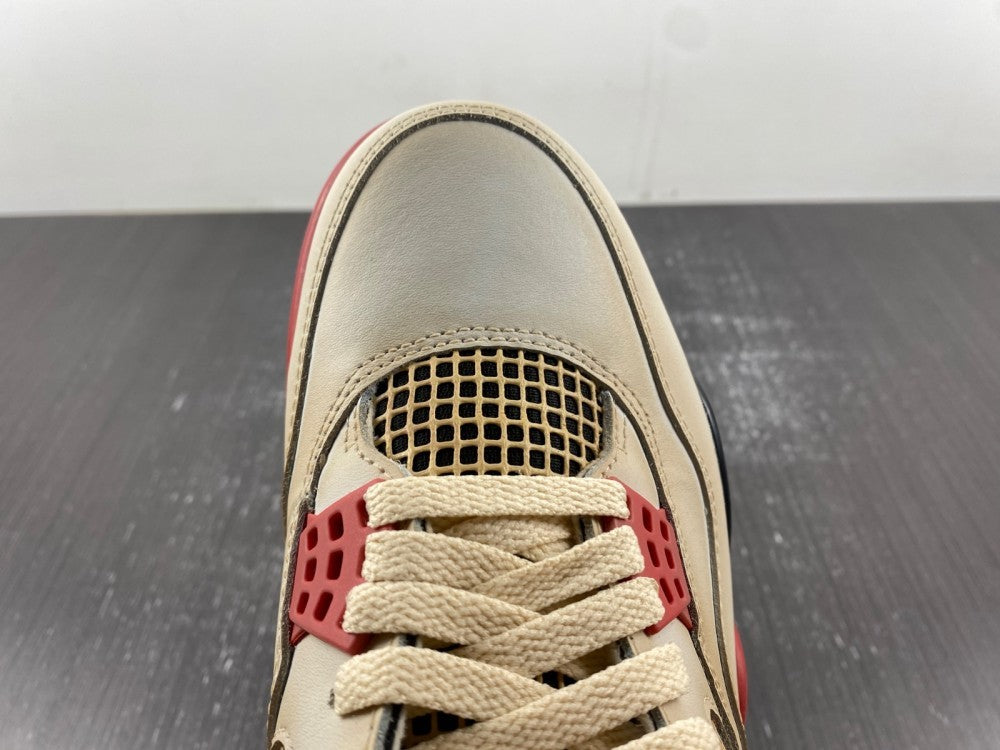 Distressed Sneakers, White Black Red Colorway, Lace Up Design, Distressed Finish, Casual Gift for Sneaker Fans