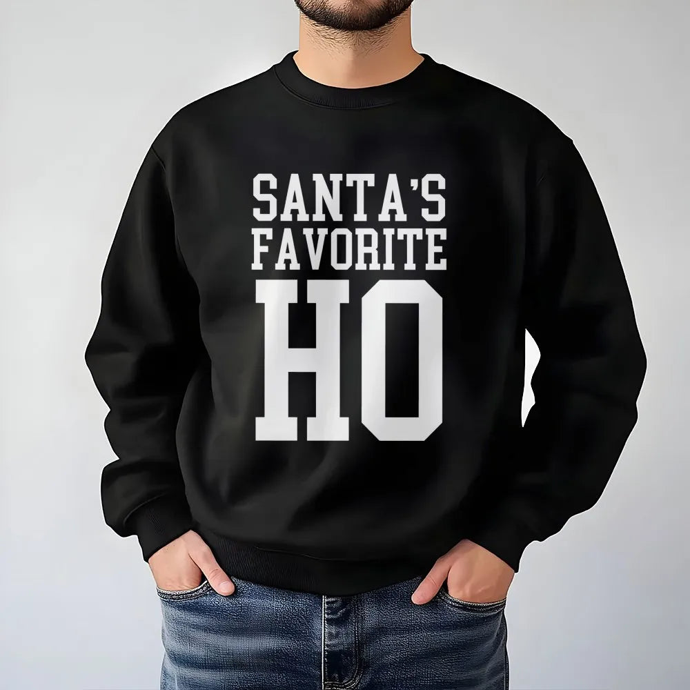 Humorous Christmas Party Sweatshirt, Santa's Favorite Ho Sweatshirt, Naughty Holiday Sweater, Retro Xmas Crewneck Sweatshirt,